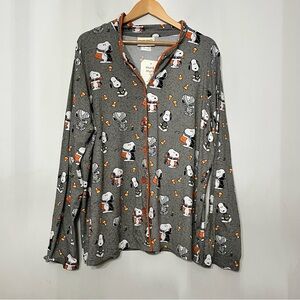 Snoopy Peanuts Pajama Top Halloween Candy Corn Women’s 1X Button Munki Munki NWT